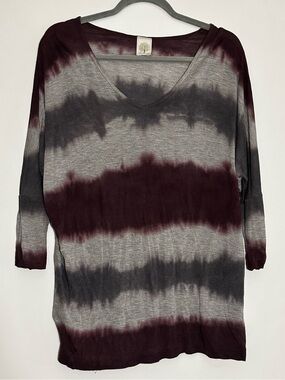 Freeloader Tie-Dye V-Neck Tunic in Gray and Burgundy